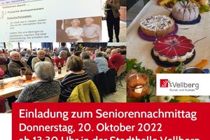 Einladung zum Seniorennachmittag Donnerstag, 20. Oktober 2022 ab 13:30 Uhr in der Stadthalle Vellberg